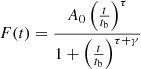 $$ \begin{aligned} {F(t)} = \frac{{A}_0 \left(\frac{t}{{t}_{\rm b}}\right)^{\tau }}{1+\left(\frac{{t}}{{t}_{\rm b}}\right)^{\tau +\gamma }} \end{aligned} $$