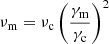 $$ \begin{aligned} \nu _{\rm m}&= \nu _{\rm c}\left(\frac{\gamma _{\rm m}}{\gamma _{\rm c}}\right)^{2} \end{aligned} $$