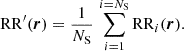 $$ \begin{aligned} \mathrm{RR} ^{\prime }(\boldsymbol{r})&= \frac{1}{N_{\rm S}} \, \sum _{i=1}^{i=N_{\rm S}} \mathrm{RR} _i(\boldsymbol{r}). \end{aligned} $$