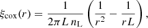 $$ \begin{aligned} \xi _{\rm cox}(r) = \frac{1}{2 \pi L \, n_{\rm L}} \left( \frac{1}{r^2} - \frac{1}{r L}\right), \end{aligned} $$