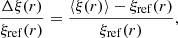 $$ \begin{aligned} \frac{\Delta \xi (r)}{\xi _{\rm ref}(r)}&= \frac{\langle \xi (r)\rangle - \xi _{\rm ref}(r)}{\xi _{\rm ref}(r)}, \end{aligned} $$