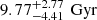 $ 9.77^{+2.77}_{-4.41}\,\text{ Gyr} $