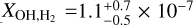 $X_{\rm OH, H_2} = 1.1^{+0.7}_{-0.5}\times10^{-7}$