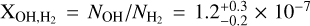 X$_{\rm OH, H_2} =N_{\rm OH}/N_{\rm H_2} = 1.2^{+0.3}_{-0.2}\times10^{-7}$