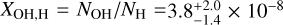 $X_{\rm OH, H} = N_{\rm OH}/N_{\rm H}= 3.8^{+2.0}_{-1.4}\times10^{-8}$