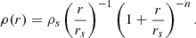 $$ \begin{aligned} \rho (r) = \rho _s\left(\frac{r}{r_s}\right)^{-1}\left( 1 + \frac{r}{r_s}\right)^{-n}. \end{aligned} $$