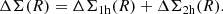 $$ \begin{aligned} \Delta \Sigma (R) = \Delta \Sigma _{\rm 1h}(R)+\Delta \Sigma _{\rm 2h}(R). \end{aligned} $$
