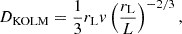 $$ \begin{aligned}&D_\mathrm{KOLM} = \frac{1}{3}r_\mathrm{L} v\left(\frac{r_\mathrm{L} }{L}\right)^{-2/3}, \end{aligned} $$