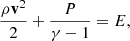 $$ \begin{aligned} \frac{\rho \mathbf v ^2}{2}+\frac{P}{\gamma -1}&= E, \end{aligned} $$