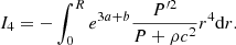 $$ \begin{aligned} I_4&=-\int _0^Re^{3a+b}{P^{\prime 2}\over P+\rho c^2}r^4\mathrm{d}r. \end{aligned} $$