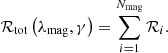 $$ \begin{aligned} \mathcal{R} _{\mathrm{tot} } \left(\lambda _{\mathrm{mag} },\gamma \right) = \sum _{i = 1}^{N_{\mathrm{mag} }} \mathcal{R} _{i}. \end{aligned} $$