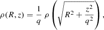 $$ \begin{aligned} \rho (R,z)=\frac{1}{q} \ \rho \left(\sqrt{R^2 + \frac{z^2}{q^2}}\right), \end{aligned} $$
