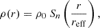 $$ \begin{aligned} \rho (r)=\rho _0 \ S_n\left(\frac{r}{r_{\rm eff}}\right), \end{aligned} $$