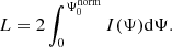 $$ \begin{aligned} L = 2\int _0^{\Psi _0^\mathrm{norm}}I(\Psi )\mathrm{d}\Psi . \end{aligned} $$