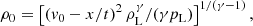 $$ \begin{aligned} \rho _0&=\left[\left(v_0-x/t\right)^2 \rho ^{\gamma }_{\mathrm{L}}/(\gamma p_{\mathrm{L}})\right]^{1/(\gamma -1)}, \end{aligned} $$