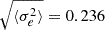 $ \sqrt{\langle\sigma_e^2\rangle} = 0.236 $
