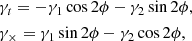 $$ \begin{aligned} \begin{aligned}&\gamma _t=-\gamma _1\cos 2\phi - \gamma _2\sin 2\phi , \\&\gamma _\times =\gamma _1\sin 2\phi - \gamma _2\cos 2\phi , \end{aligned} \end{aligned} $$