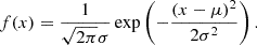 $$ \begin{aligned} f(x)=\frac{1}{\sqrt{2\pi } \sigma }\exp \left(-\frac{(x-\mu )^2}{2\sigma ^2}\right). \end{aligned} $$