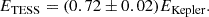 $$ \begin{aligned} E_{\mathrm{TESS} } = (0.72 \pm 0.02)E_{\mathrm{Kepler} }. \end{aligned} $$