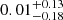 $ 0.01^{+0.13}_{-0.18} $