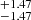 $ ^{+1.47}_{-1.47} $
