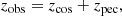 $$ \begin{aligned} z_{\rm obs} = z_{\rm cos} + z_{\rm pec}, \end{aligned} $$