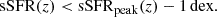 $$ \begin{aligned} \mathrm{sSFR}(z) < \mathrm{sSFR}_{\rm peak}(z) - 1\,\mathrm{dex}. \end{aligned} $$