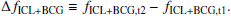 $$ \begin{aligned} \Delta f_\mathrm{ICL+BCG}&\equiv f_\mathrm{ICL+BCG,t2} -f_\mathrm{ICL+BCG,t1} . \end{aligned} $$