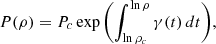 $$ \begin{aligned} P(\rho ) = P_c \exp {\left( \int _{\ln \rho _c}^{\ln \rho } \gamma (t) \, dt \right)}, \end{aligned} $$