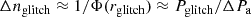 $$ \begin{aligned} \Delta n_\mathrm{glitch} \approx 1 / \Phi (r_\mathrm{glitch} ) \approx P_\mathrm{glitch} / \Delta P_\mathrm{a} \end{aligned} $$