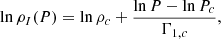 $$ \begin{aligned} \ln \rho _I (P) = \ln \rho _c + \frac{\ln P - \ln P_c}{\Gamma _{1,c}}, \end{aligned} $$