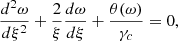$$ \begin{aligned} \frac{d^2 \omega }{d \xi ^2} + \frac{2}{\xi } \frac{d \omega }{d \xi }+ \frac{\theta (\omega )}{\gamma _c}= 0 , \end{aligned} $$