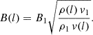 $$ \begin{aligned} B(l) = B_1 \sqrt{\frac{\rho (l)\,v_1}{\rho _1\,v(l)}}. \end{aligned} $$
