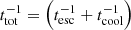 $ t_{\mathrm{tot}}^{\mathrm{-1}} = \left(t_{\mathrm{esc}}^{\mathrm{-1}} + t_{\mathrm{cool}}^{\mathrm{-1}}\right) $