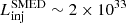 $ L_{\mathrm{inj}}^{\mathrm{SMED}} \sim 2 \times 10^{33} $
