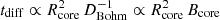 $ t_{\mathrm{diff}} \propto R_{\mathrm{core}}^2\,D_{\mathrm{Bohm}}^{-1}\propto R_{\mathrm{core}}^2\,B_{\mathrm{core}} $