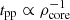 $ t_{\mathrm{pp}} \propto \rho_{\mathrm{core}}^{-1} $