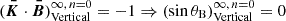 $ (\boldsymbol{\bar{K}}\cdot\boldsymbol{\bar{B}})^{\infty,\,n=0}_\text{Vertical}=-1\Rightarrow (\sin\theta_{\mathrm{B}})^{\infty,\,n=0}_\text{Vertical}=0 $
