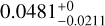 $0.0481^{+0}_{-0.0211}$