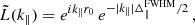 $$ \begin{aligned} \tilde{L}(k_\parallel ) = e^{i k_\parallel r_0} \, e^{- |k_\parallel | \Delta _\parallel ^\mathrm{FWHM}/2} \,, \end{aligned} $$