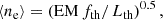 $$ \begin{aligned} \langle n_\mathrm{e} \rangle = (\mathrm{EM} \,f_\mathrm{th} / \, L_\mathrm{th} )^{0.5}\, , \end{aligned} $$
