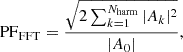 $$ \begin{aligned} \mathrm{PF}_{\mathrm{FFT} } = \frac{\sqrt{2\sum _{k=1}^{N_\mathrm{harm} } |A_k|^2}}{|A_0|}, \end{aligned} $$