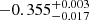 $ -0.355^{+0.003}_{-0.017} $
