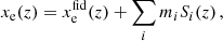 $$ \begin{aligned} x_{\rm e}(z) = x_{\rm e}^\mathrm{fid}(z) + \sum _{i} m_i S_i(z) \, , \end{aligned} $$
