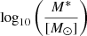 $ \log_{10}\left(\frac{M^*}{[M_\odot]}\right) $