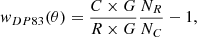 $$ \begin{aligned} { w}_{DP83}(\theta ) = \frac{C\times G}{R\times G}\frac{N_R}{N_C} -1, \end{aligned} $$