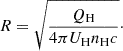 $$ \begin{aligned} R = \sqrt{\frac{Q_{\rm H}}{4\pi U_{\rm H} n_{\rm H} c}}\cdot \end{aligned} $$