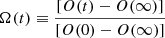 $$ \begin{aligned} \Omega (t) \equiv \frac{[O(t) - O(\infty )]}{[O(0) - O(\infty )]} \end{aligned} $$