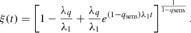 $$ \begin{aligned} \xi (t) = \left[1 - \frac{\lambda _q}{\lambda _1} + \frac{\lambda _q}{\lambda _1} e^{(1 - q_{\rm sens})\lambda _1 t} \right]^{\frac{1}{1 - q_{\rm sens}}}. \end{aligned} $$