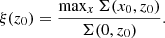 $$ \begin{aligned} \xi (z_0) = \frac{\max _x \Sigma (x_0, z_0)}{\Sigma (0, z_0)}. \end{aligned} $$